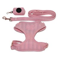 गुलाबी पिल्ला हार्नेस और लीड सेट